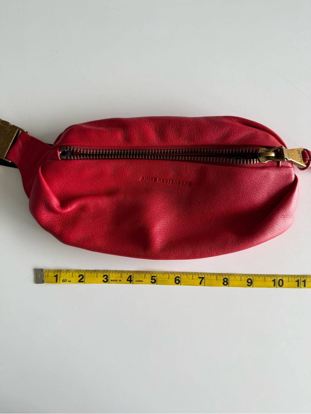 Anne Klein Red Leather Mini Belt Bag with Gold Hardware